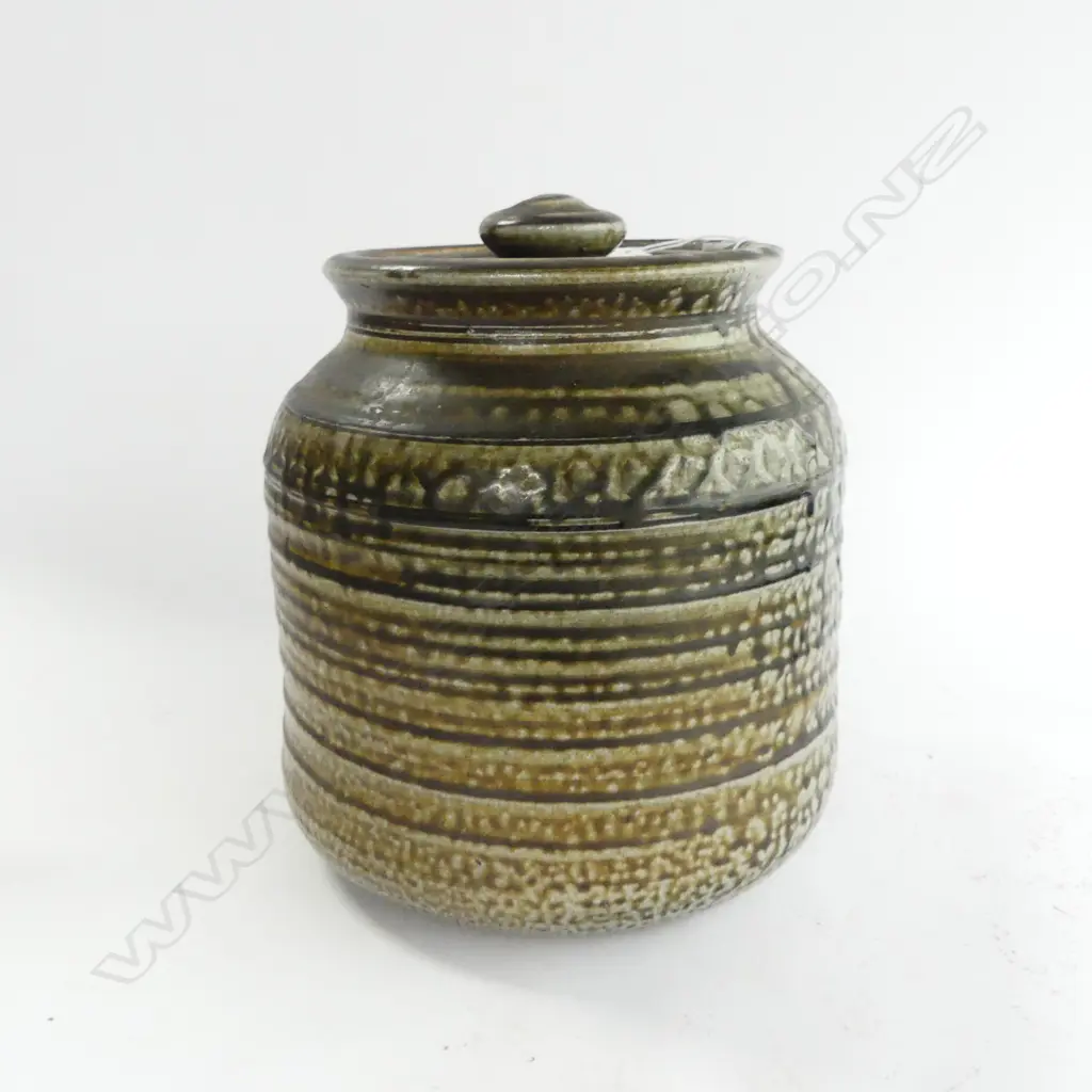 STUDIO POTTERY SALT GLAZED LIDDED CONTAINER H.230mm lid chip Image 1++