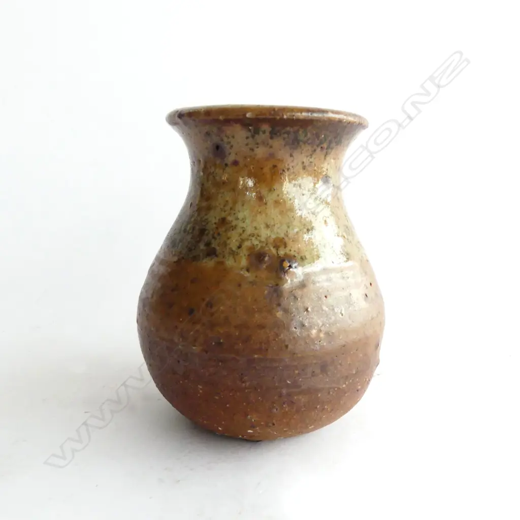 SMALL PETER ALGER N.Z. STUDIO POTTERY SHINO GLAZED VASE H.120mm Image 1++