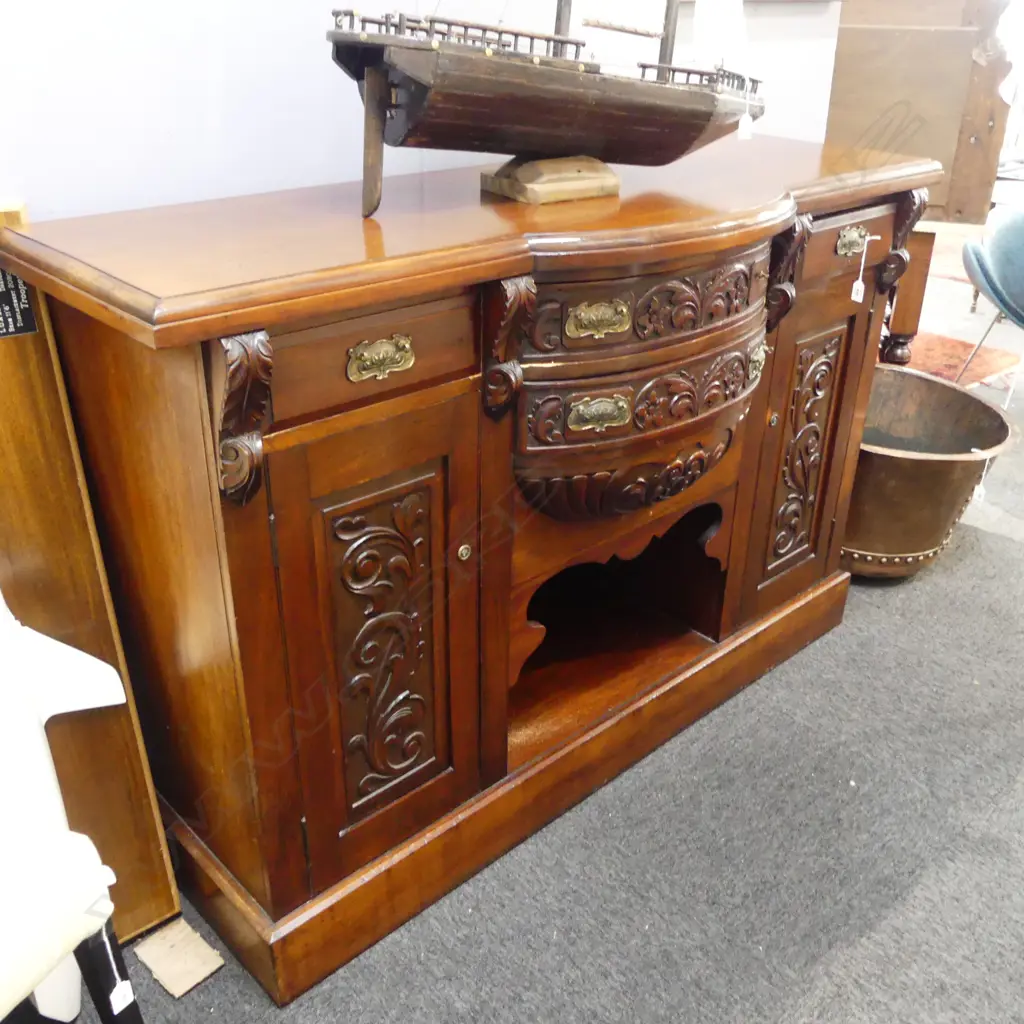 COLONIAL KAURI POT BELLIED SIDEBOARD 1520x600x1020mm handles missing Image 1++