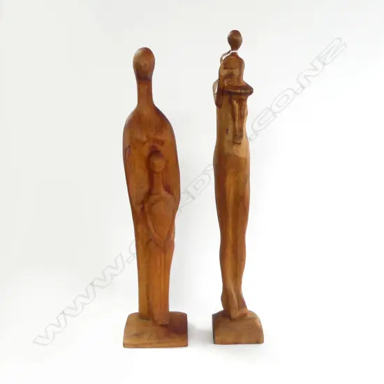2 PETER CRUMP CARVED KAURI SCULPTURES H.600mm