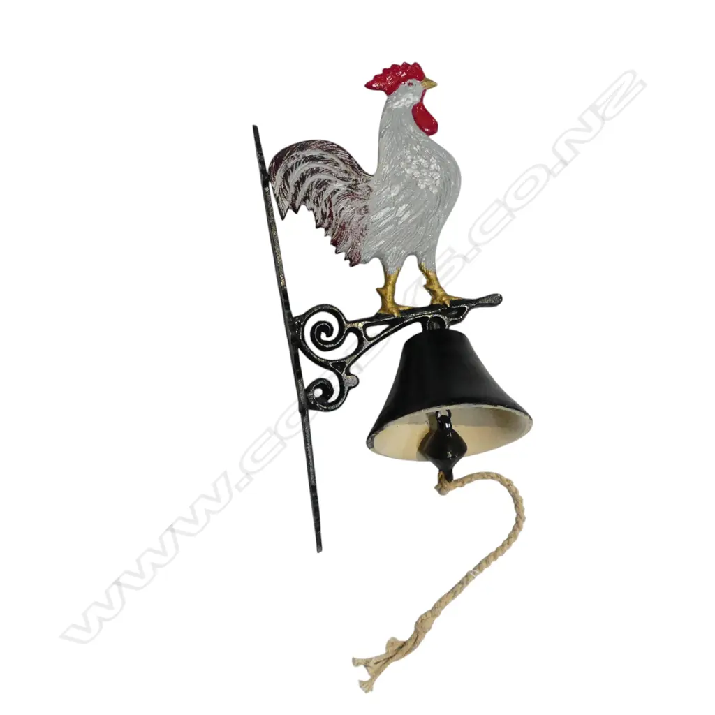 PAINTED COCKEREL CAST IRON DOOR BELL H.410mm Image 1++