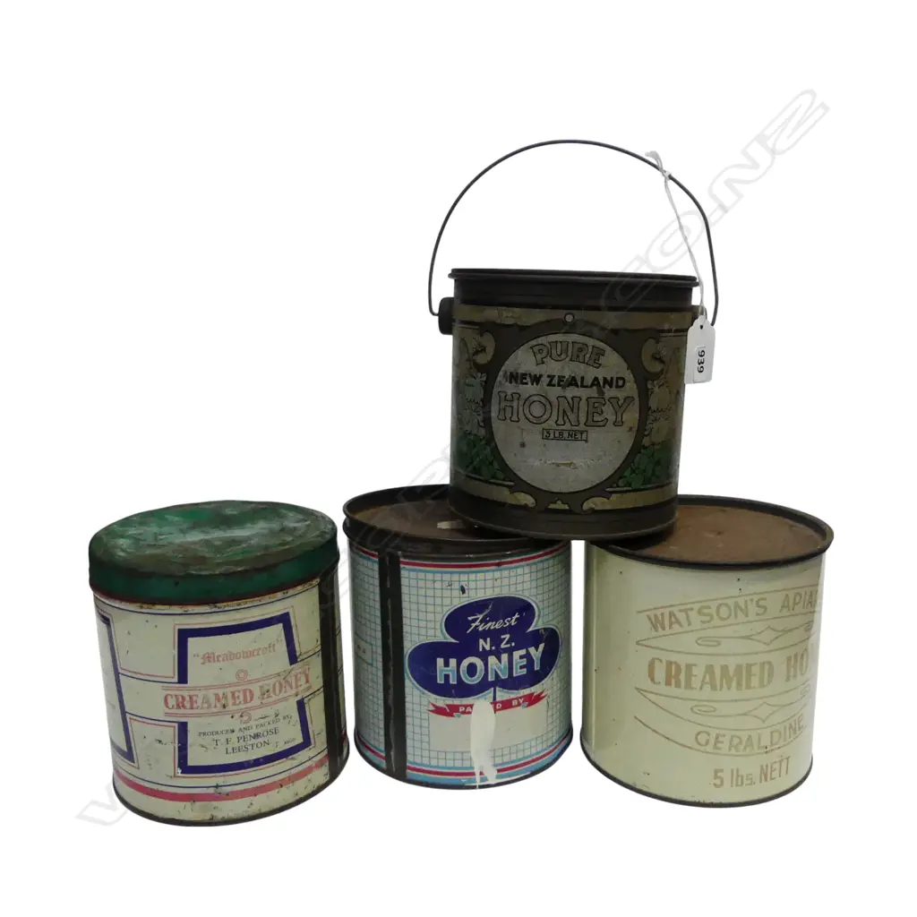 4 VINTAGE NZ HONEY TINS Image 1++