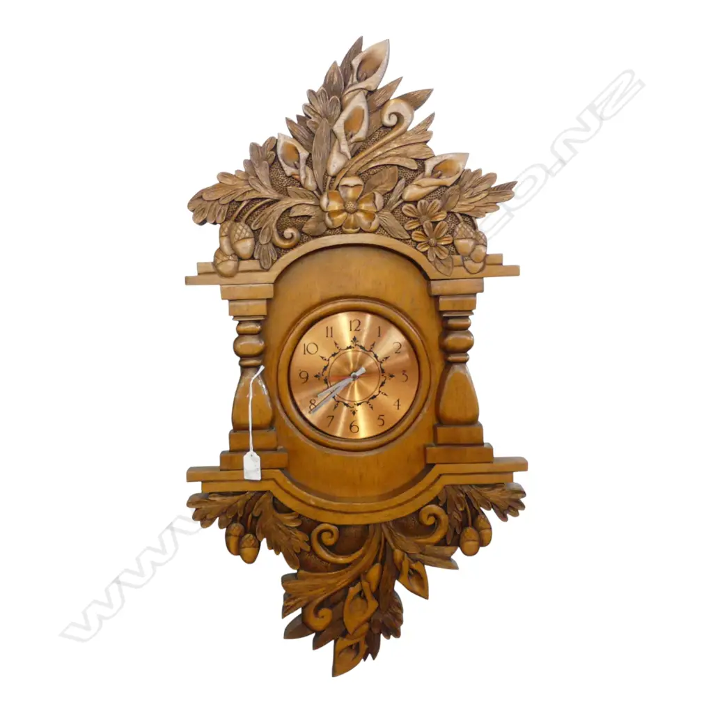 WALL CLOCK, CARVED WOODEN FRAME H.825mm Image 1++