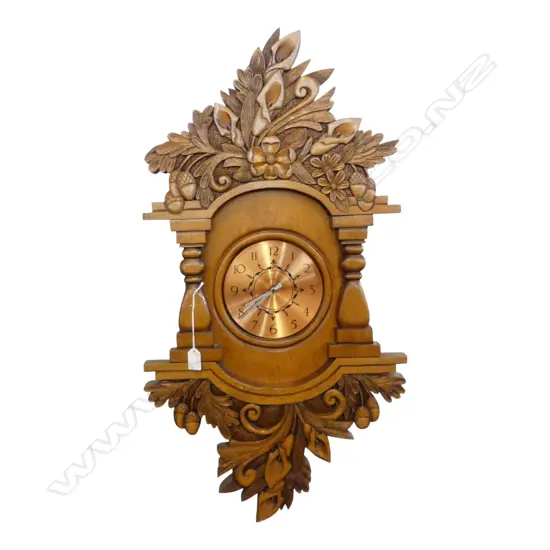 WALL CLOCK, CARVED WOODEN FRAME H.825mm