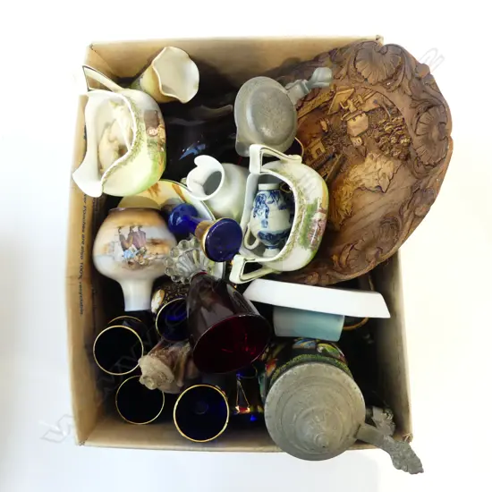 ASST. CHINA INCL. BAYREUTH, GLASSWARE, DOULTON, IVORY / BONE ANIMALS ETC