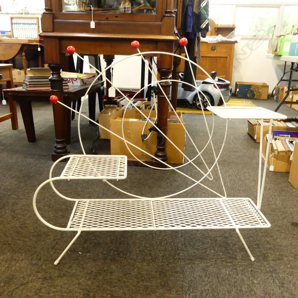 RETRO WHITE METAL PLANT STAND 870x230x740mm Image 1++