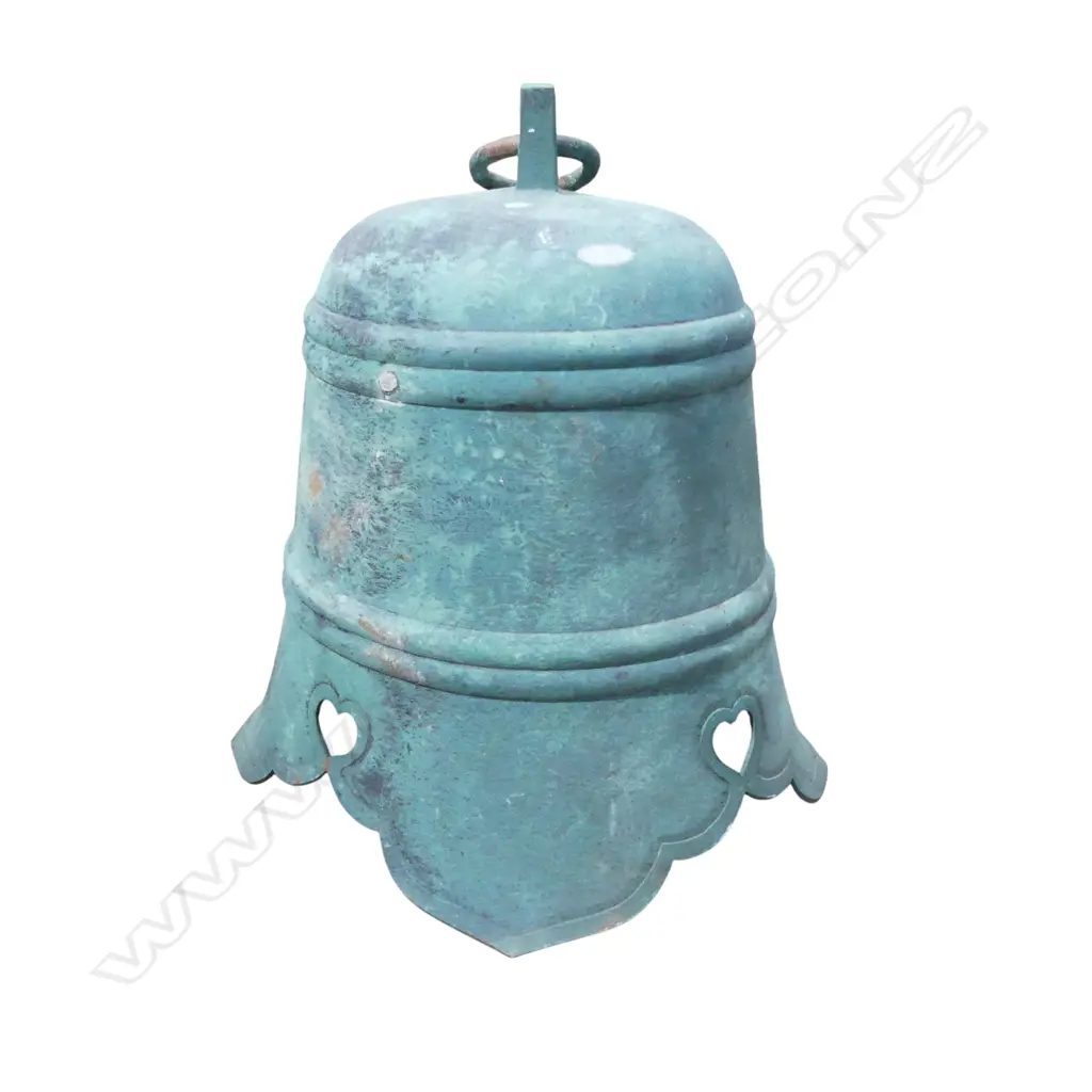 ORIENTAL METAL BELL w. VERDIGRIS FINISH H.250mm Image 1++