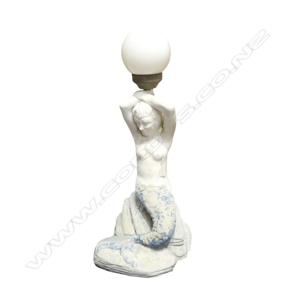 PAINTED CONCRETE MERMAID LAMP H.800mm Image 1++