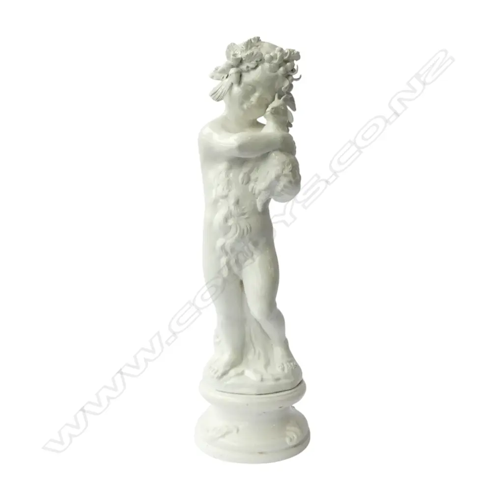 WHITE CLAZED CERAMIC CHERUB FIGURE H.700mm Image 1++