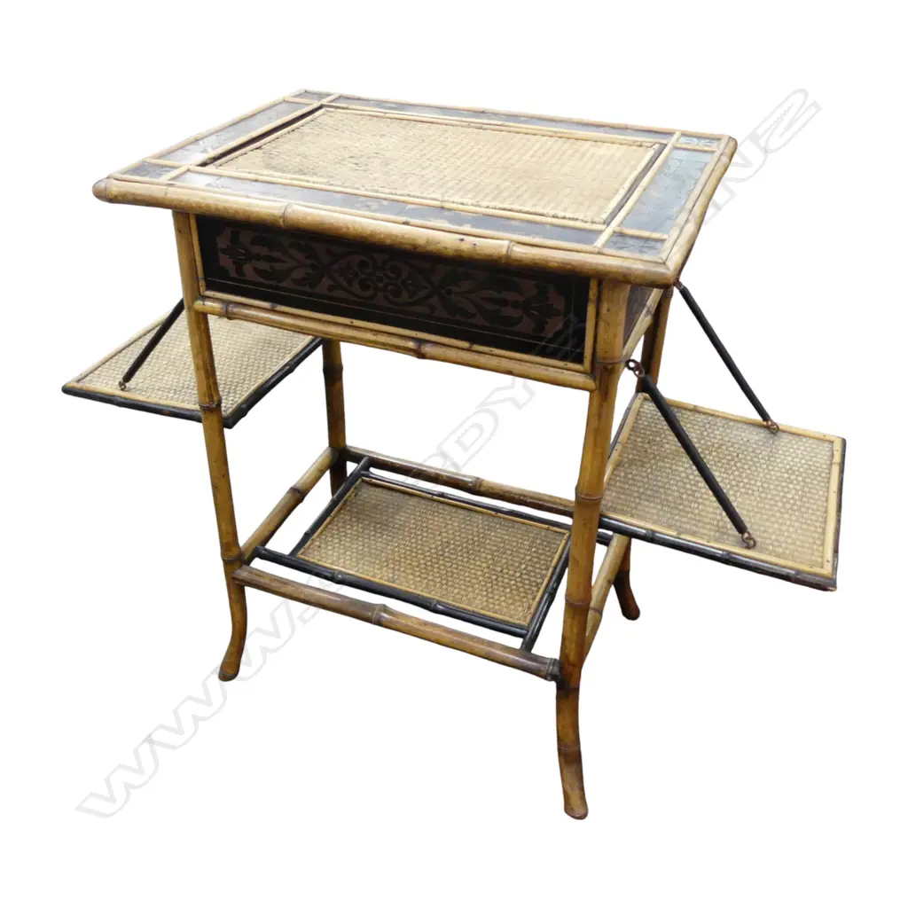 EDWARDIAN BAMBOO SEWING TABLE 540x390x700mm Image 1++