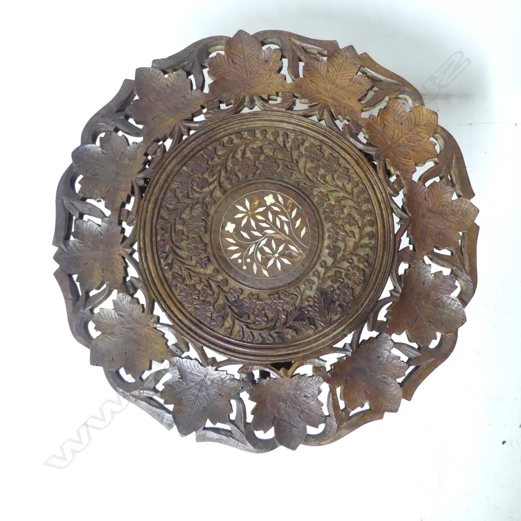 VINTAGE CARVED WOODEN INDIAN SIDE TABLE, H.470MM Image 1++