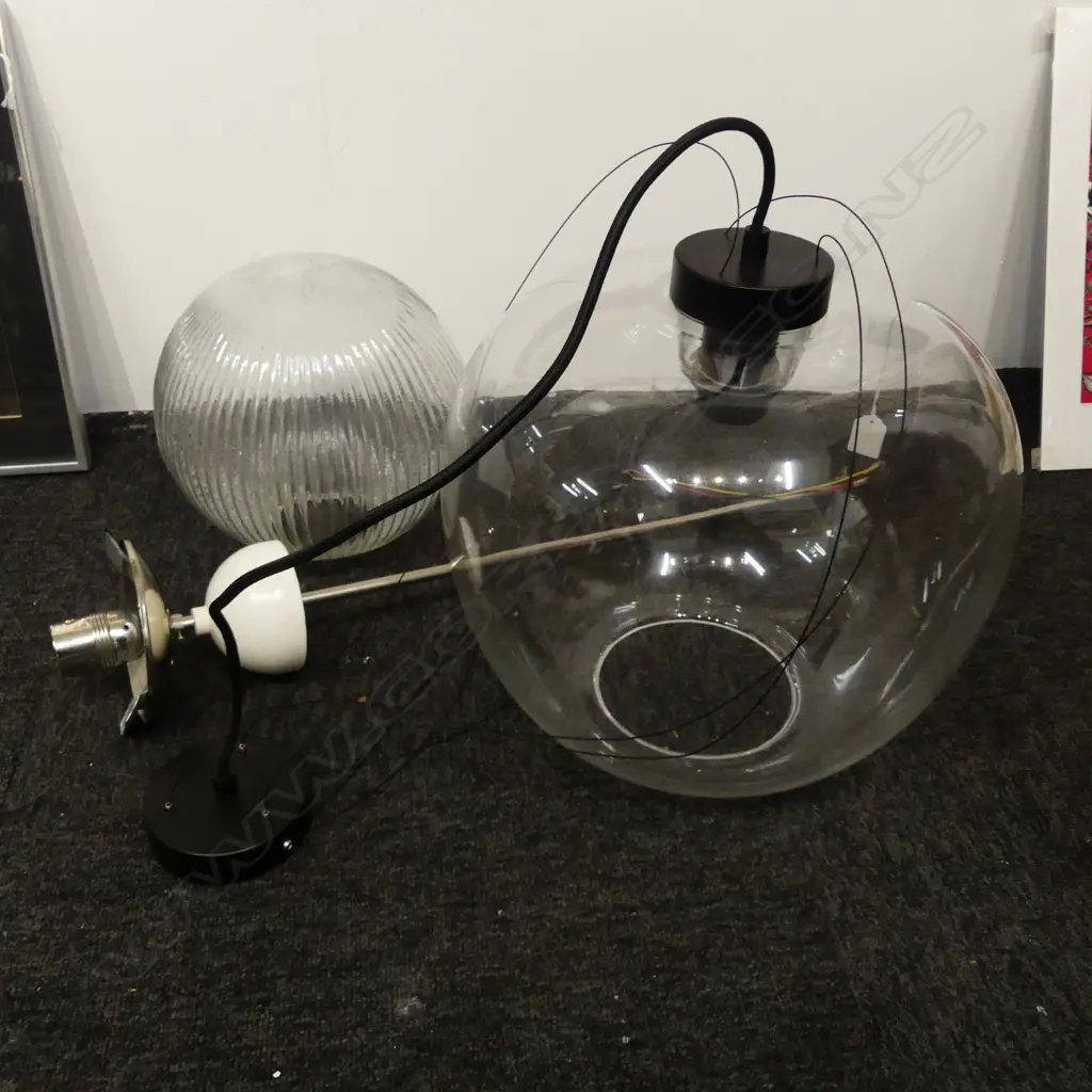 2 GLASS DOME LIGHT FITTINGS H.350mm Image 1++