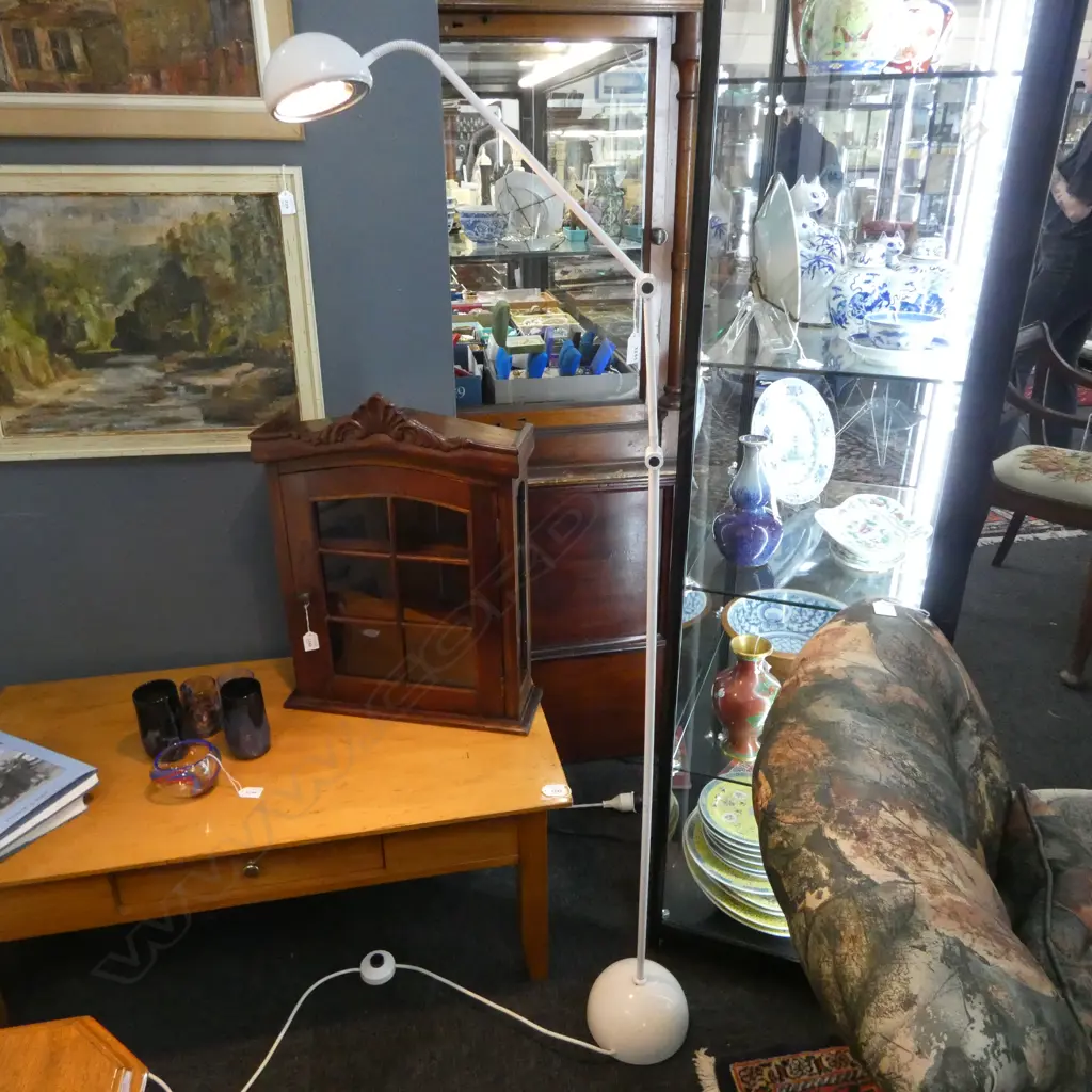 GERMAN WHITE METAL ADJUSTABLE FLOOR LAMP H.1500mm Image 1++