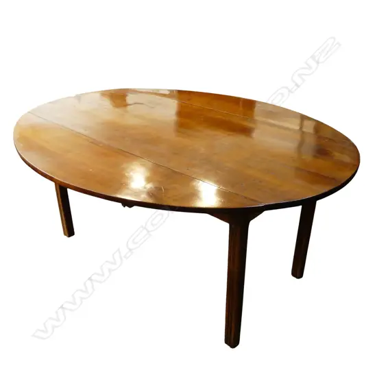 LG EARLY 19thC FRUIT WOOD DROP LEAF DINING TABLE 1660x740x735mm