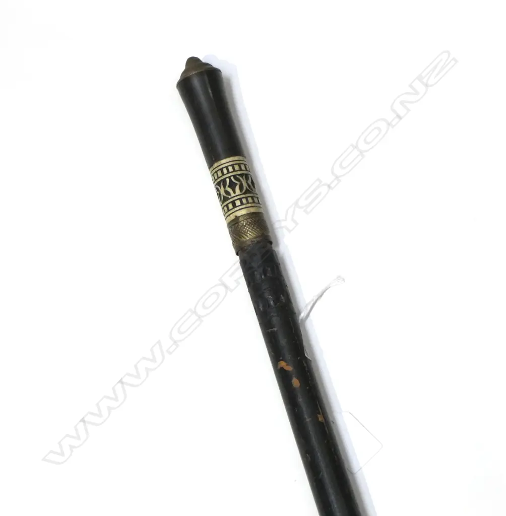 VINTAGE EBONISED SWORD STICK part carved bone handle. Lion mask brass pommel. Pointed blade not sharp. L.900mm Image 1++