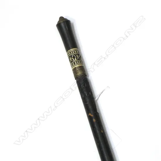 VINTAGE EBONISED SWORD STICK part carved bone handle. Lion mask brass pommel. Pointed blade not sharp. L.900mm