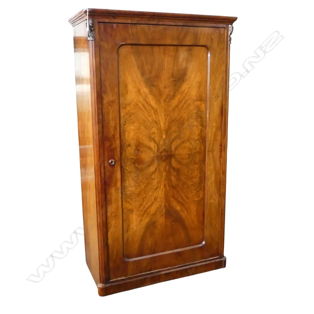 ANTIQUE CONTINENTAL FIGURED WALNUT ARMOIRE WARDROBE 975x485x1720mm Image 1++