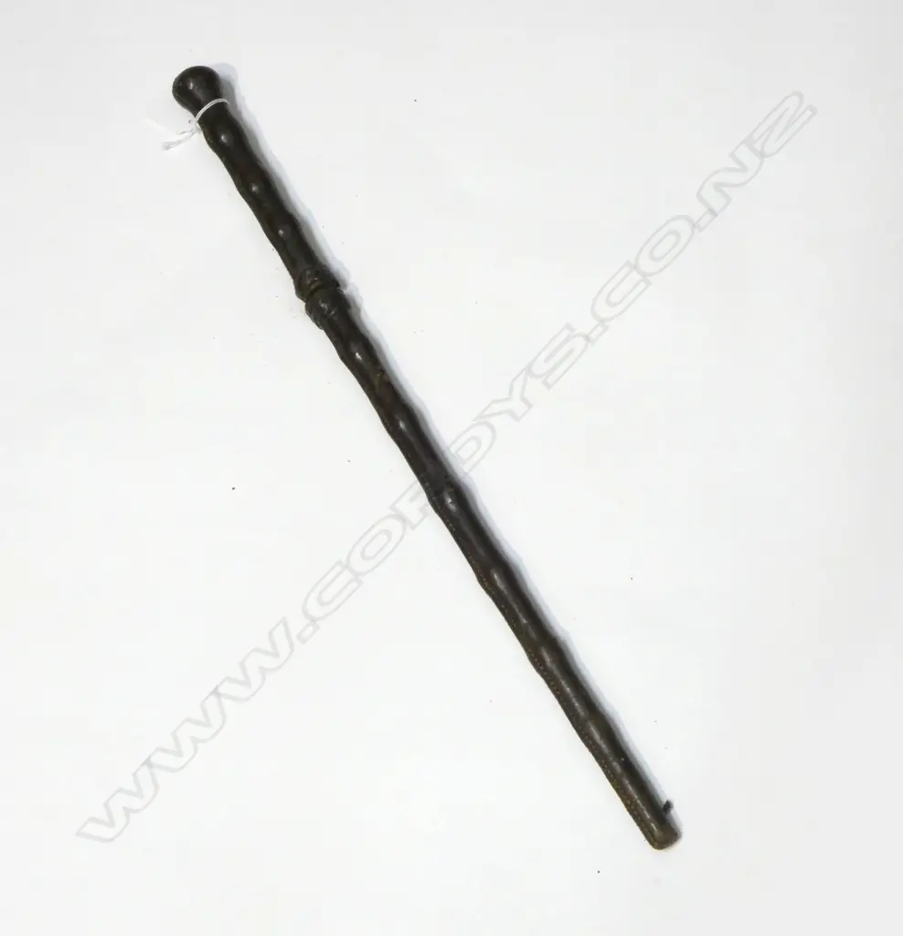 VINTAGE LEATHER CLAD BATON or SWAGGER SWORD STICK the square steel shaft tapering to a spike. L.580mm. Image 1++