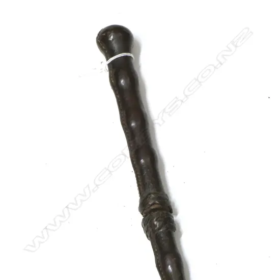 VINTAGE LEATHER CLAD BATON or SWAGGER SWORD STICK the square steel shaft tapering to a spike. L.580mm.
