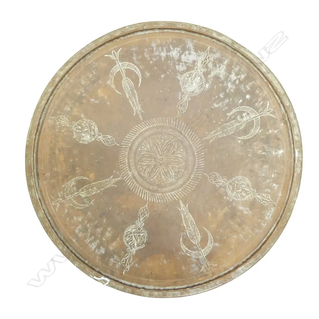 BRASS TOPPED FOLDING EASTERN TABLE DIA 680MM Image 1++