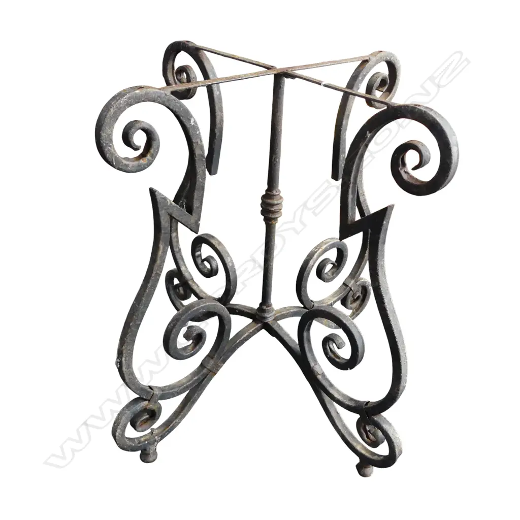 VINTAGE IRON FRENCH STYLE FOLDING OUTDOOR TABLE BASE (no top) H.755mm, 775mm dia Image 1++