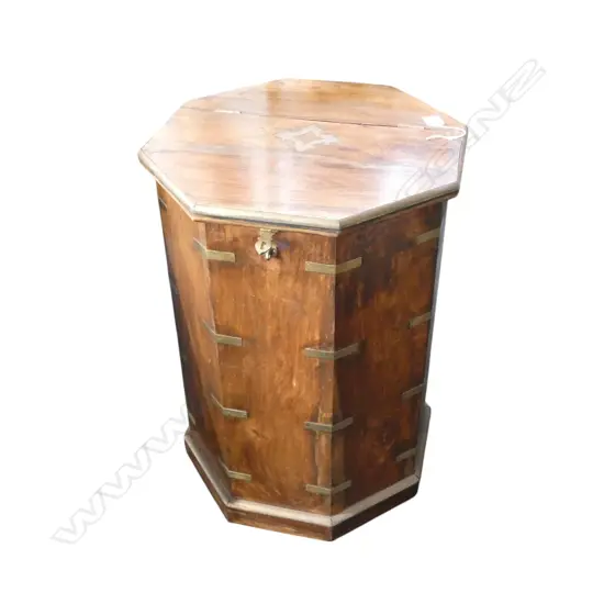 EASTERN BRASS BOUND OCTAGANAL HARDWOOD CABINET H600MM