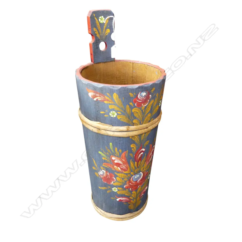 FOLK PAINTED WOODEN BUCKET H.585mm Image 1++