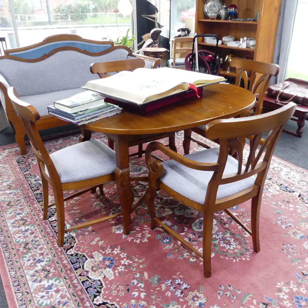 WOODEN DINING TABLE 960x1300x750mm & 4 CHAIRS Image 1++