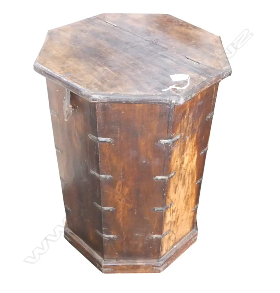 EASTERN IRON BOUND OCTAGANAL HARDWOOD CABINET H600MM Image 1++