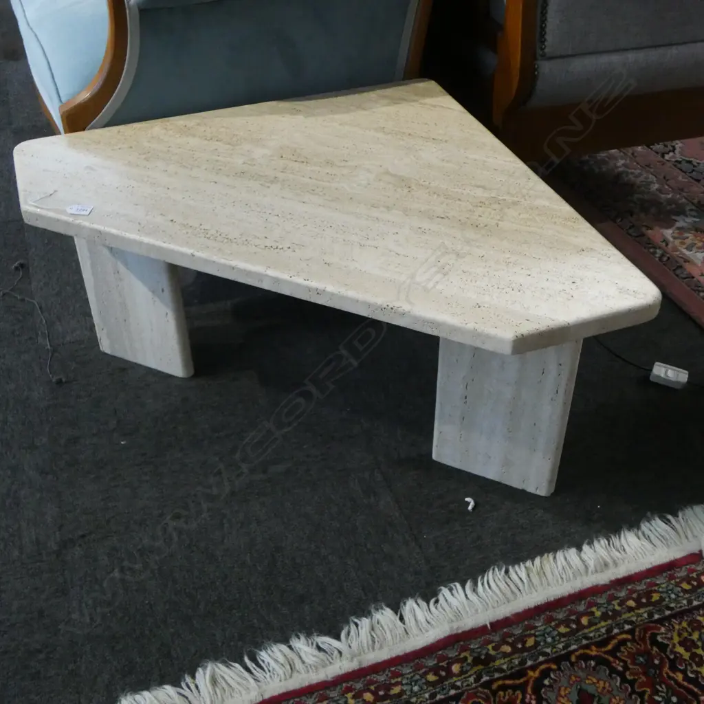 TRAVITINE MARBLE SIDE TABLE 750x750x400mm Image 1++