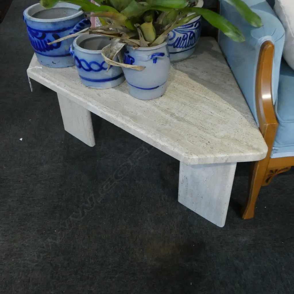 TRAVITINE MARBLE SIDE TABLE 750x750x400mm Image 1++