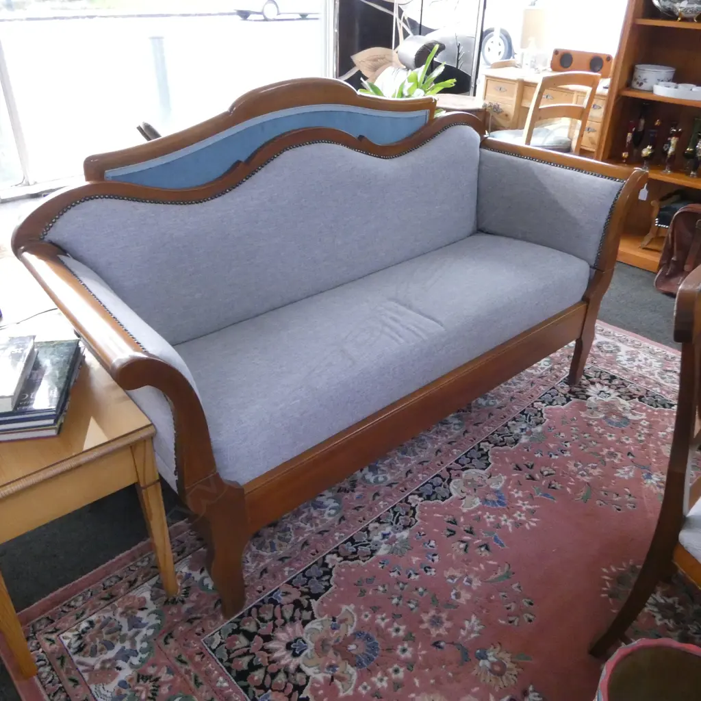 BIEDERMEIER STYLE SOFA; GREY UPHOLSTERY 1770x660x900mm Image 1++