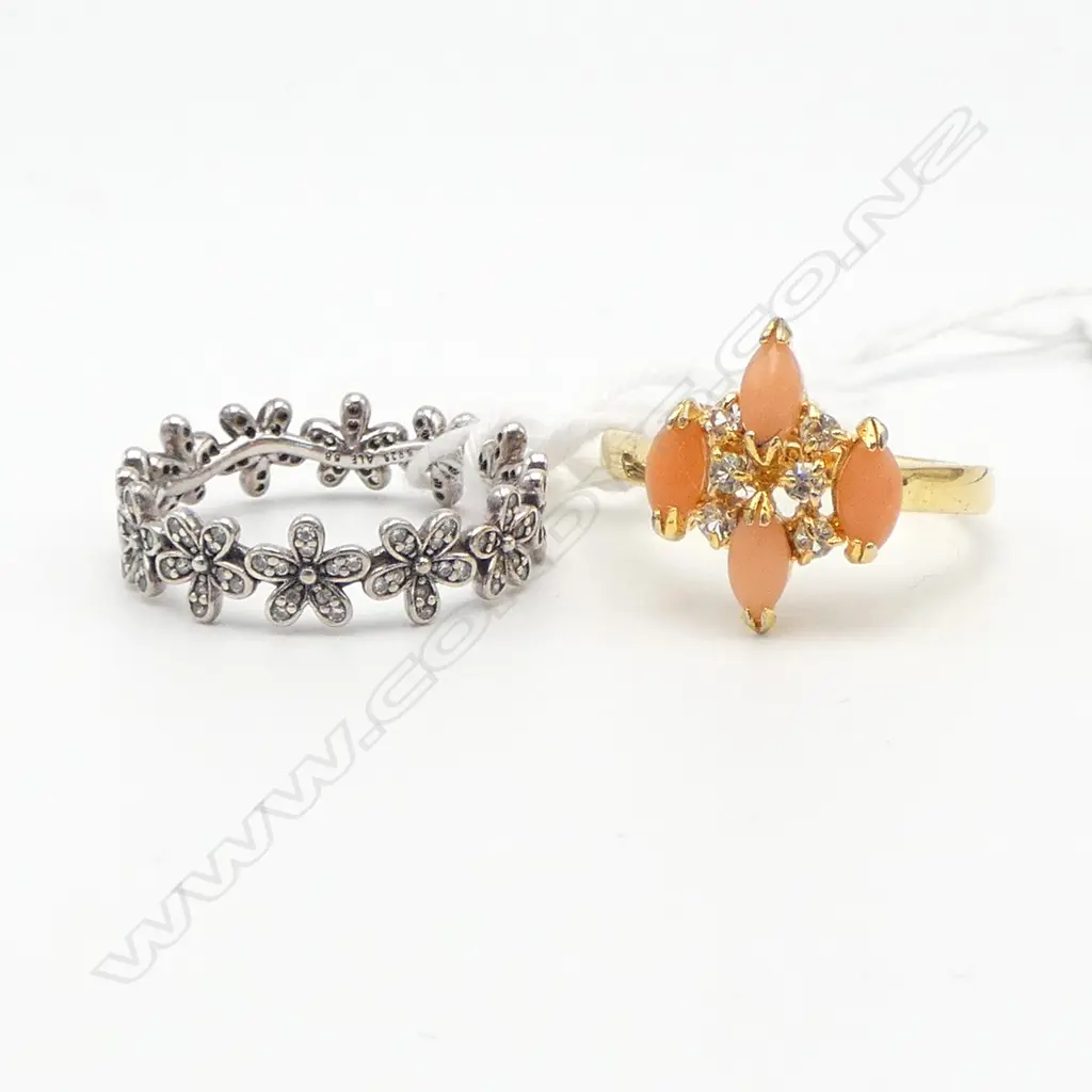 SILVER & CZ fancy eternity BAND + GOLD PLATE RING SIZE Q1/2 Image 1++