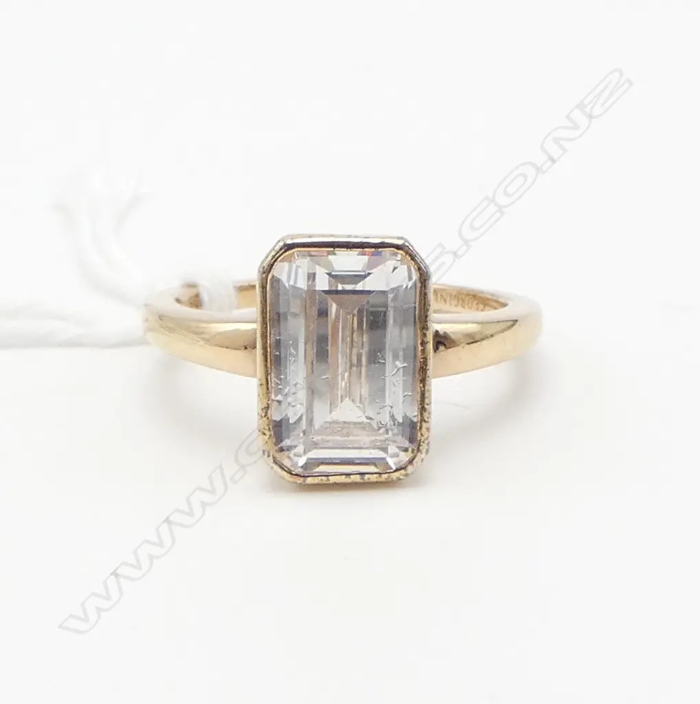 925 SILVER/GP CZ  DRESS RING, BOXED "GEORGINI DESIGN"  SIZE N1/2 Image 1++