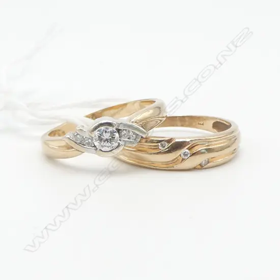2x  9ct GOLD & DIAMOND RINGS 5.14gms SIZE M & O