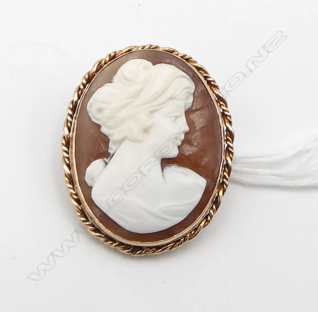 9ct GOLD CAMEO BROOCH 8.96gms Image 1++