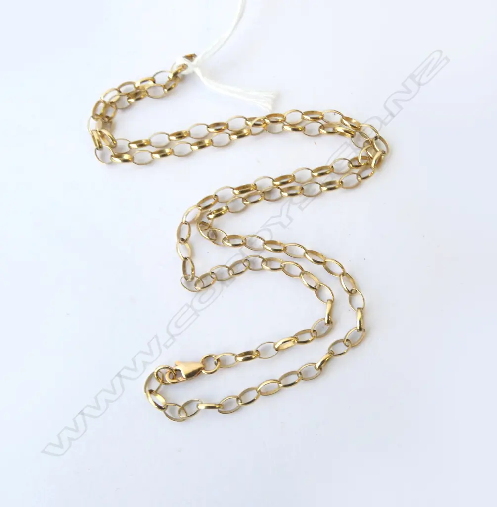 9ct YELLOW GOLD OVAL LINK NECK CHAIN L.605mm. 7gms Image 1++