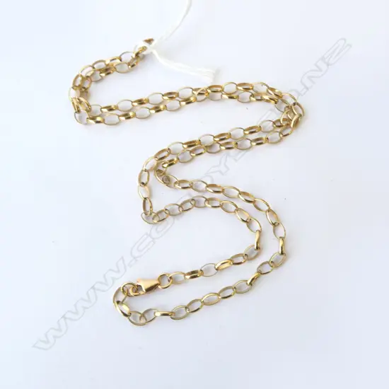 9ct YELLOW GOLD OVAL LINK NECK CHAIN L.605mm. 7gms