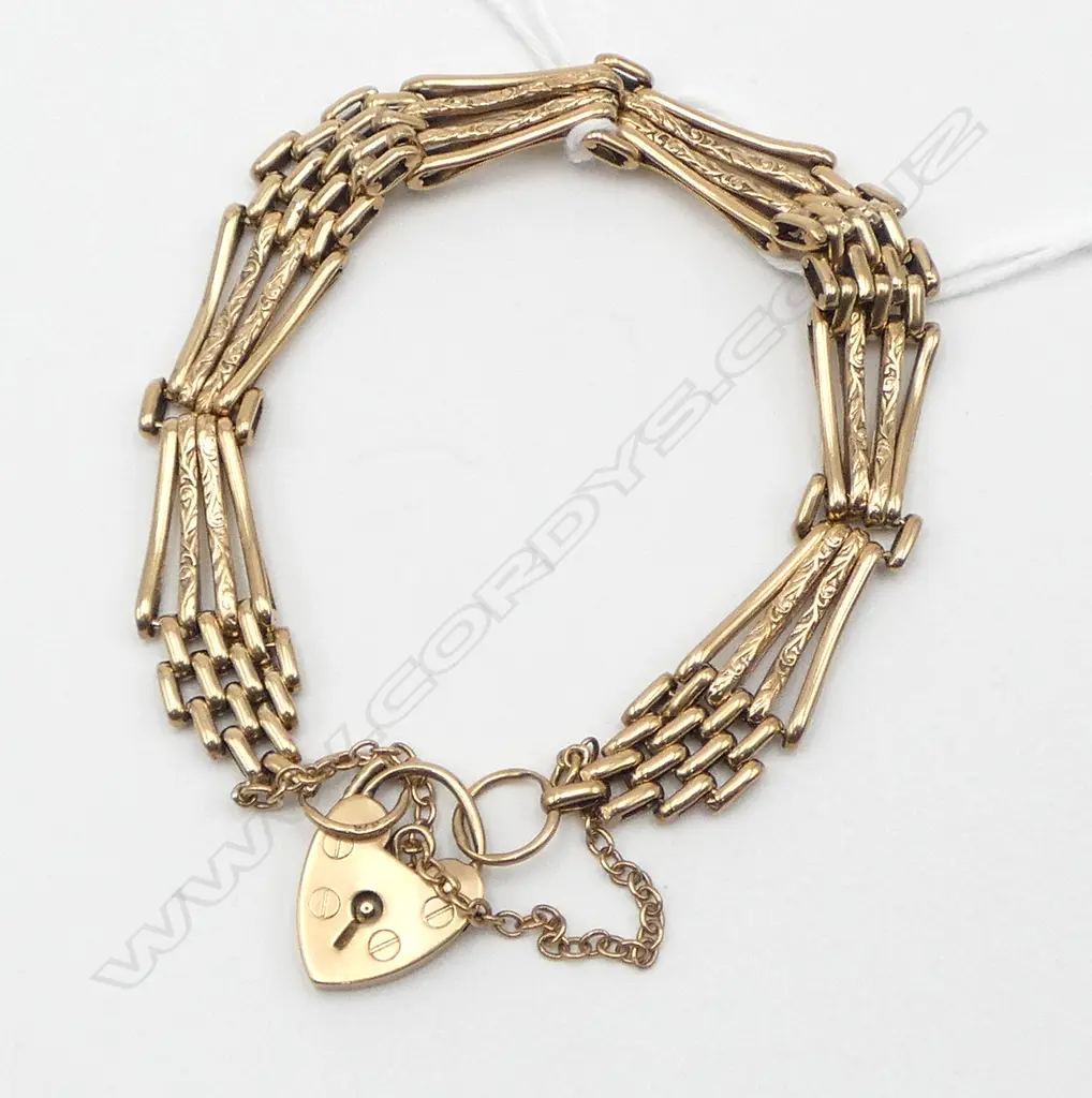 9CT  GATE BRACELET, 17.3gms Image 1++