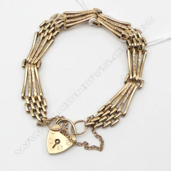 9CT  GATE BRACELET, 17.3gms