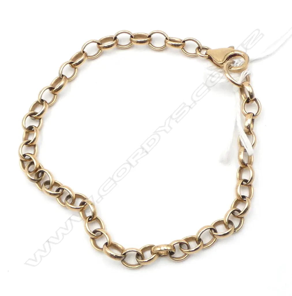 9ct YELLOW GOLD BELCHER LINK BRACELET 8gms Image 1++