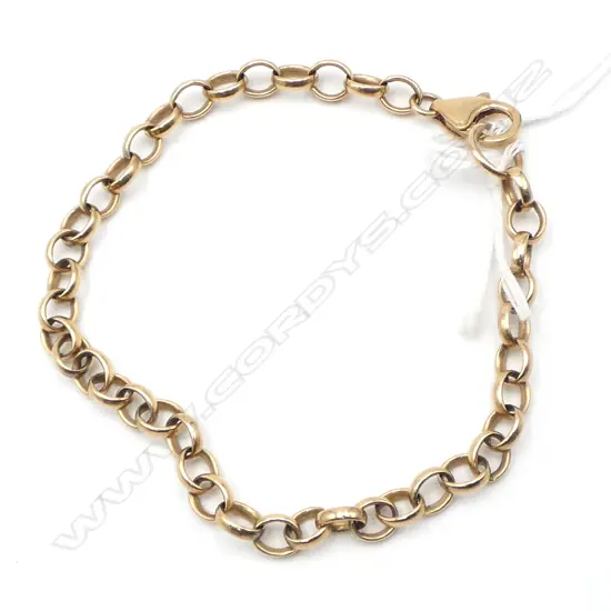 9ct YELLOW GOLD BELCHER LINK BRACELET 8gms