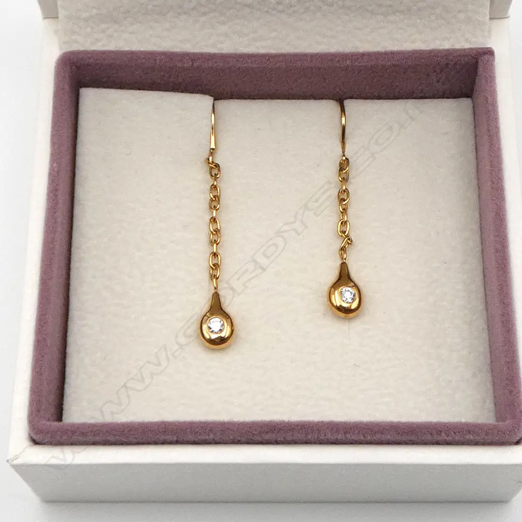 PR 9CT PANDORA  DIAMOND DROP EARRINGS, 2.8gms, BOXED Image 1++