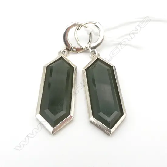 PR NICK VON K 925 & GREENSTONE DROP EARRINGS L.50mm