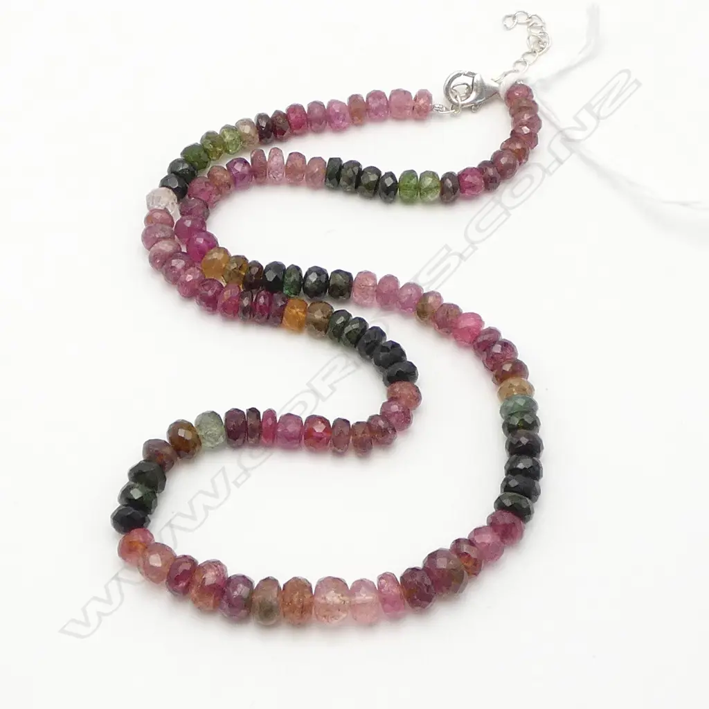 TOURMALINE NECKLACE, SILVER CLASP, L440mm Image 1++