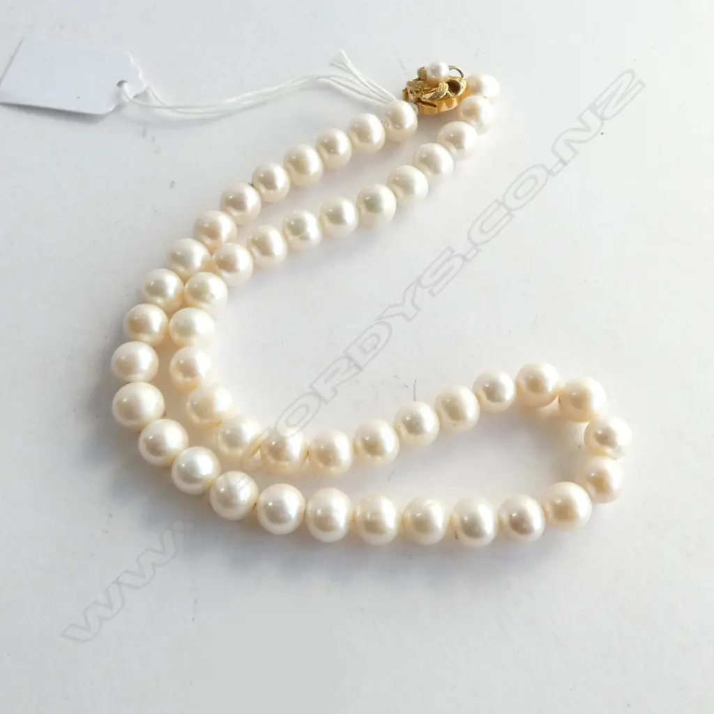 FRESHWATER PEARL 10/11mm  NECKLACE WITH 9CT GOLD CLASP L.470mm 3.32gm Image 1++