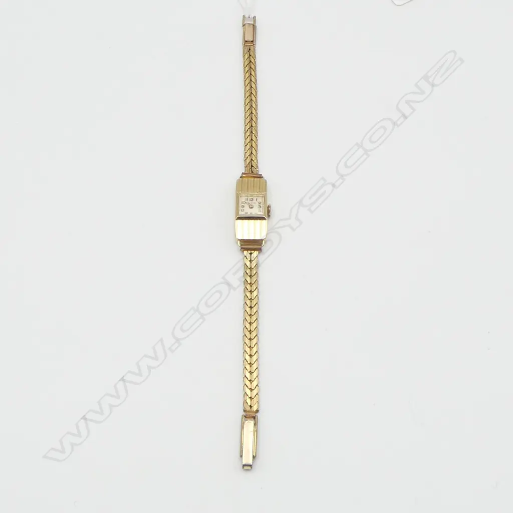 14CT Yellow Gold cased LADIES PORTA WRIST WATCH plated strap. 13.6gms Image 1++