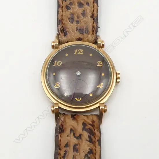 VINTAGE BULOVA AUTOMATIC GENT'S GOLD PLATE WRISTWATCH w leather strap. c.1960/1970. Working