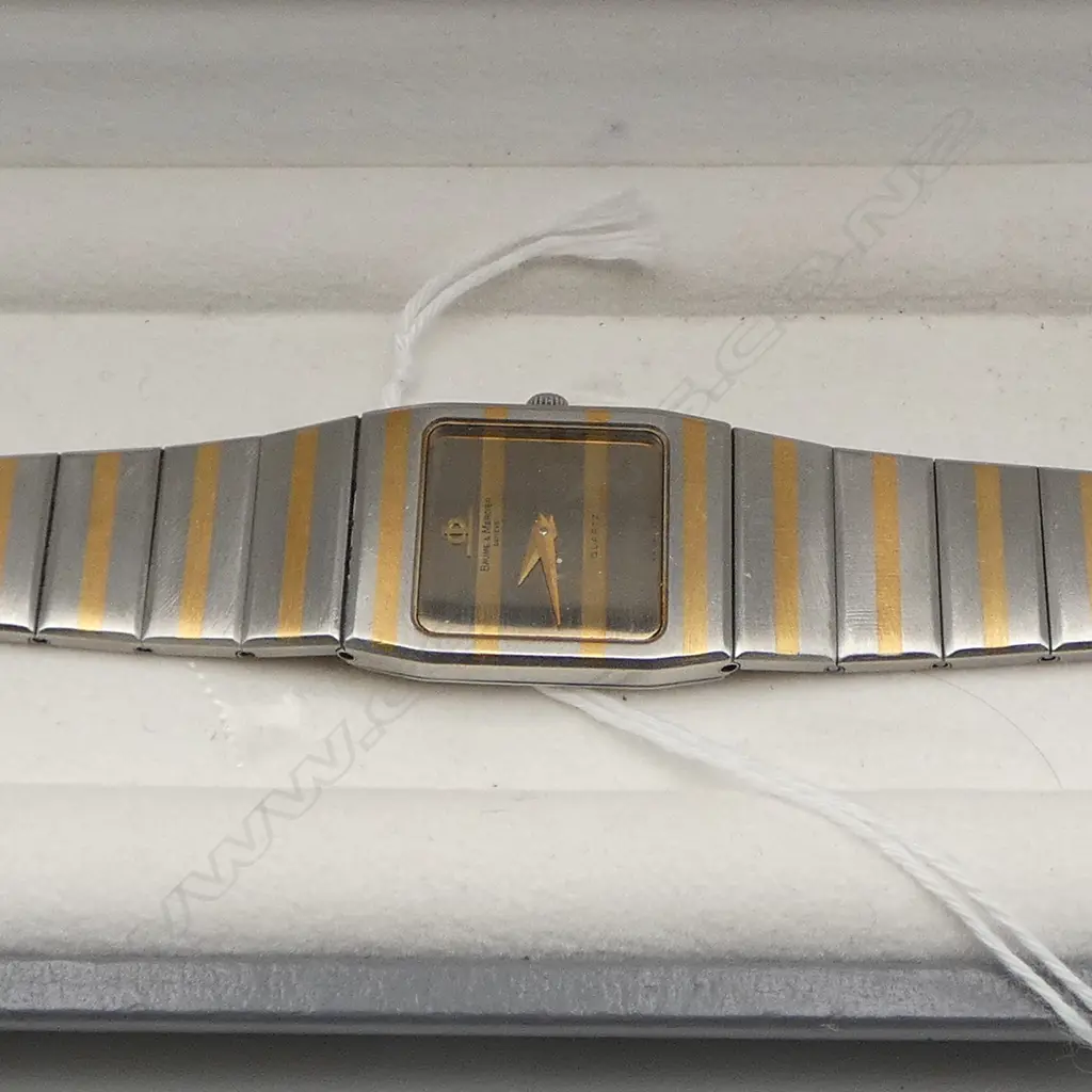 VINTAGE BOXED BAUME & MERCIER ZEBRA WOMEN'S WATCH, 18ct GOLD (PROBABLY) & STEEL, QUARTZ, REF: 1830 / 5820.038 Image 1++