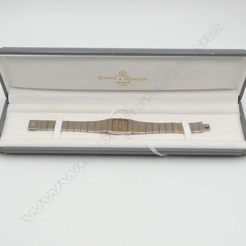VINTAGE BOXED BAUME & MERCIER ZEBRA WOMEN'S WATCH, 18ct GOLD (PROBABLY) & STEEL, QUARTZ, REF: 1830 / 5820.038 Image 1++